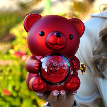 Örökrózsa mackó - Egyedi gravírozott nyaklánccal